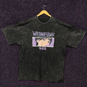 Jenna Ortega's Wednesday Anime Style Mineral Wash T-Shirt Size 2XL
